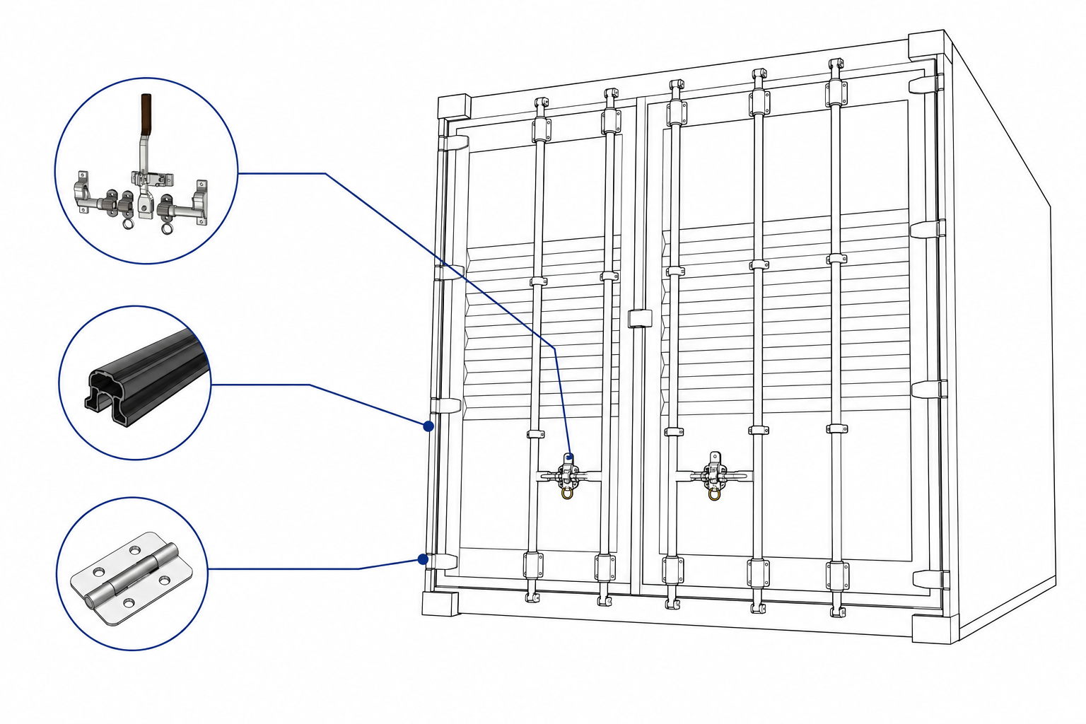 Diagram showing sealing and closure components working together